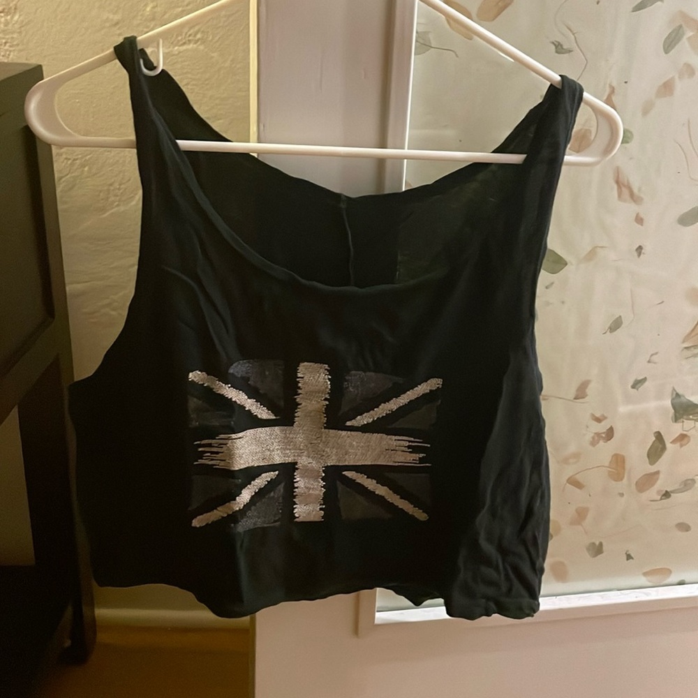 Brandy Melville black British flag top